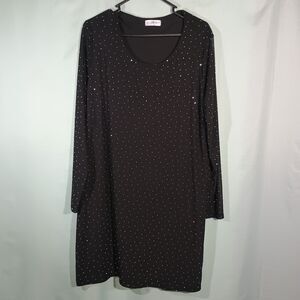 Black Rhinestone Dress Long Sleeve Sparkly Mini Dress Shift Party Dress
